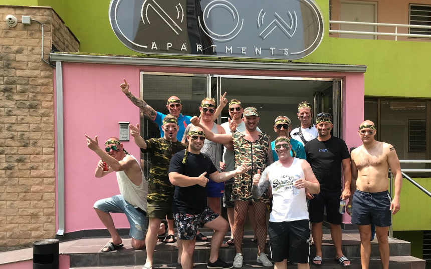 Now Benidorm Apartments Stag Party at the Entrance