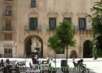 Alicante Town Hall Archway, Cafes are in the Plaza