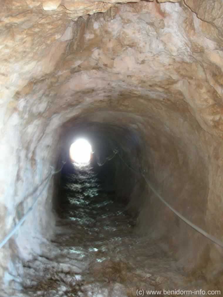 Inside cave as it rises upwards to the far left side of the rock