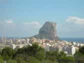 Calpe town almost dwarfed by the Penon de lfach