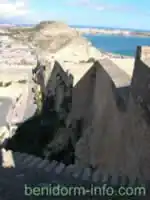 Castillo Santa Barbara Inland side. Road to Castle entrance above centre left