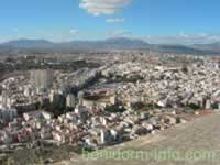 Bull Ring lower centre as seen from Santa Barbara Castle