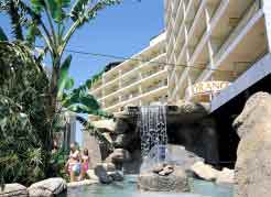 Orange hotel waterfall